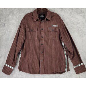 Castlebury Dress Shirt Mens Extra Large Brown Striped Button Up Long Sleeve